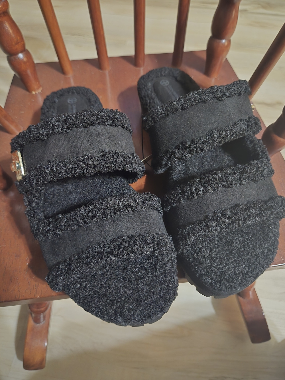 Black Bouclé Slide Sandals - Women's Casual Slip-Ons